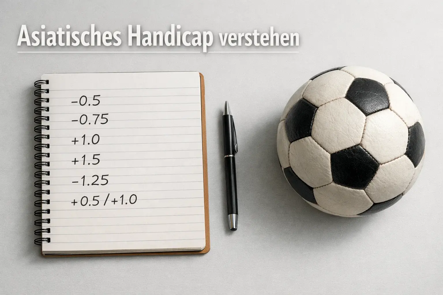 Asiatisches Handicap erklärt – Notizblock mit Handicap-Berechnungen neben einem Fußball