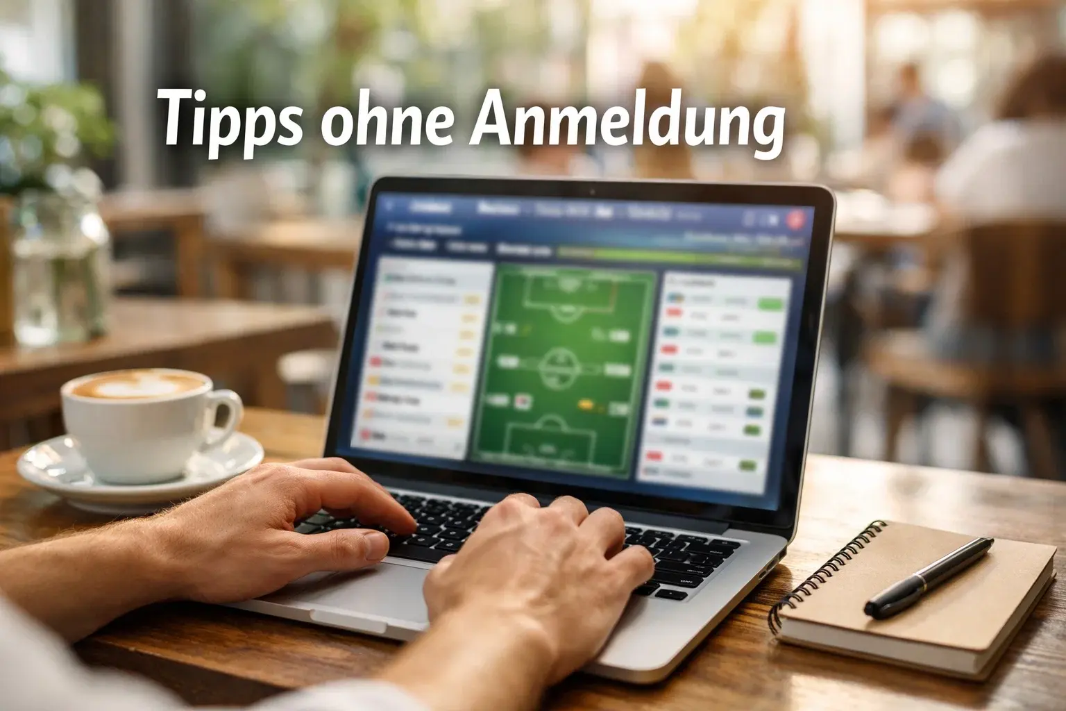 Fußball Tipps ohne Registrierung – offener Laptop mit frei zugänglicher Spielanalyse