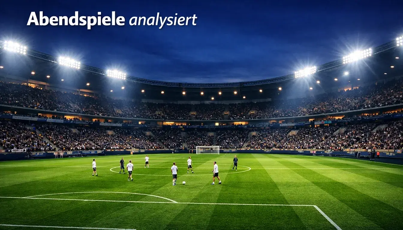 Fußball Wett Tipps heute Abend – beleuchtetes Fußballstadion bei Flutlicht am Abend