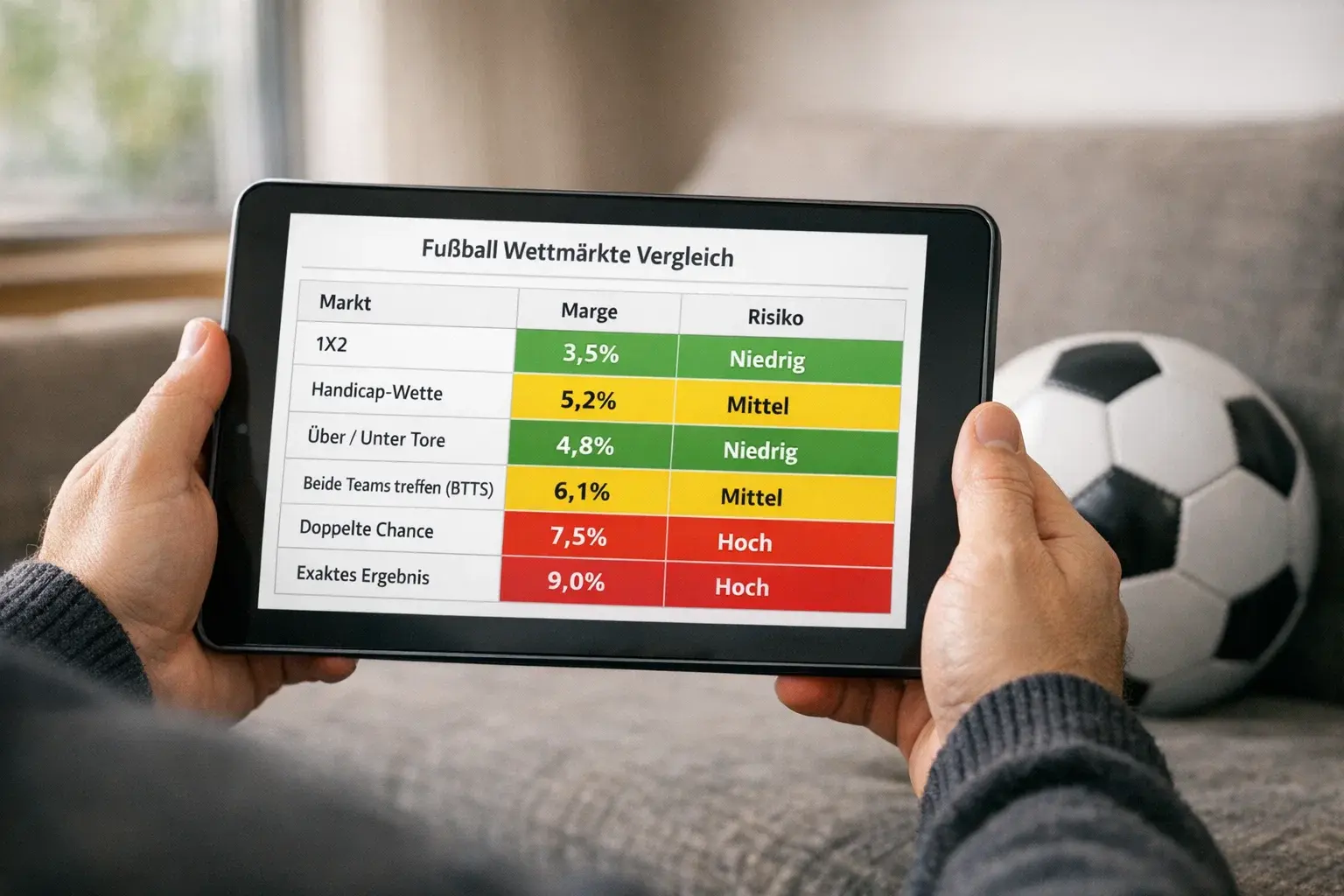 Fußball Wettmärkte im Vergleich – 1X2, Handicap, Über/Unter und BTTS Übersicht