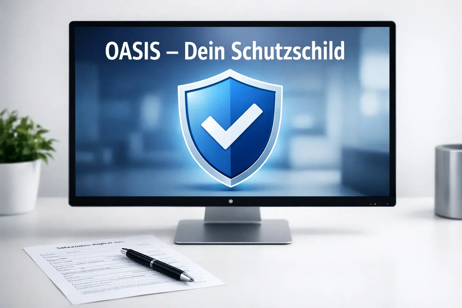OASIS Spielersperre – Schutzschild-Symbol vor einem Computerbildschirm mit Sperrsystem